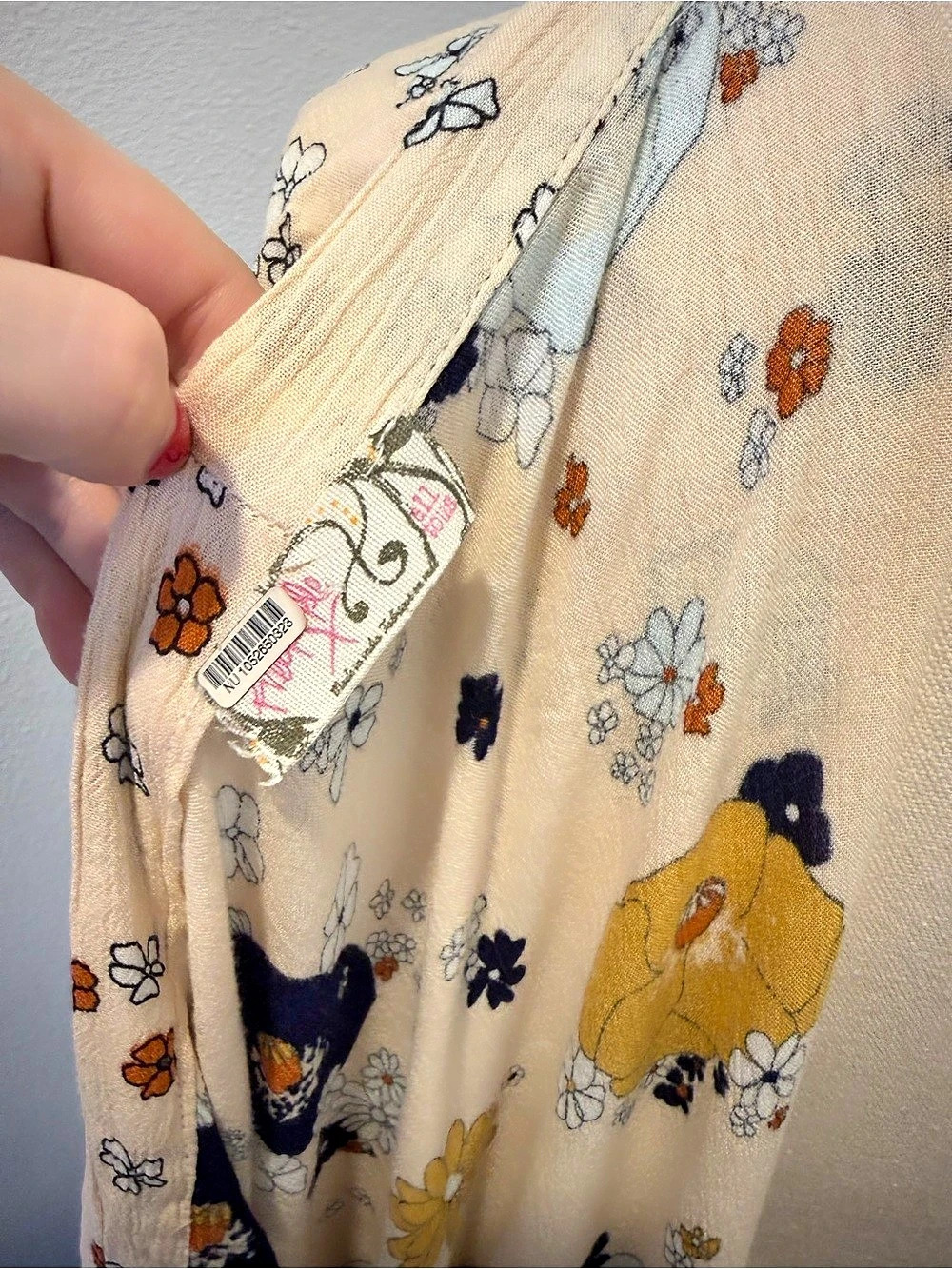 Free People Hidden Hills Maxi Kimono Floral Cream & Yellow - Picture 5 of 5